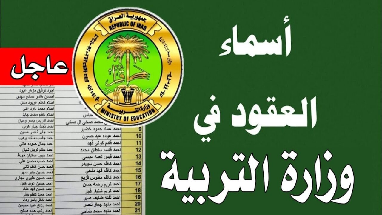 فرصة ذهبية.. أسماء عقود وزارة التربية في العراق 2024/2025 عبر موقع وزارة التربية العراقية epedu.gov.iq