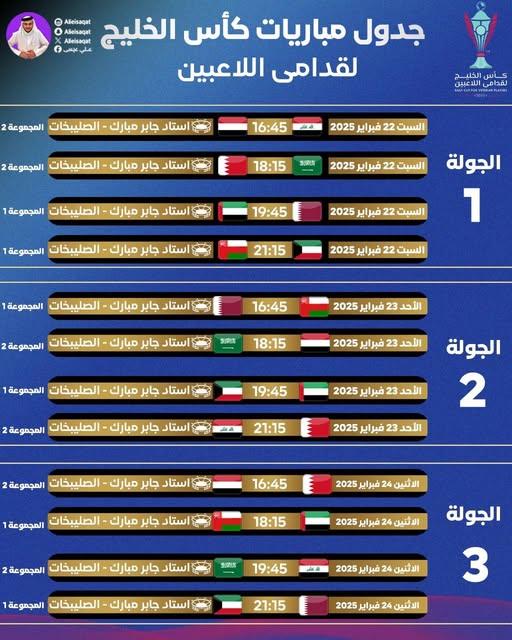 (الكويت vs قطر ) جدول مباريات كاس الخليج لقدامى اللاعبين في الكويت 2025