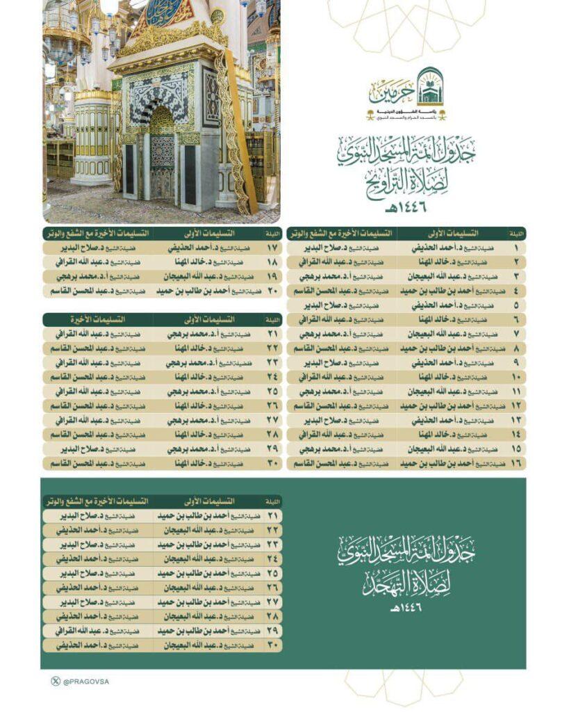جدول أئمة الحرم المكي في رمضان