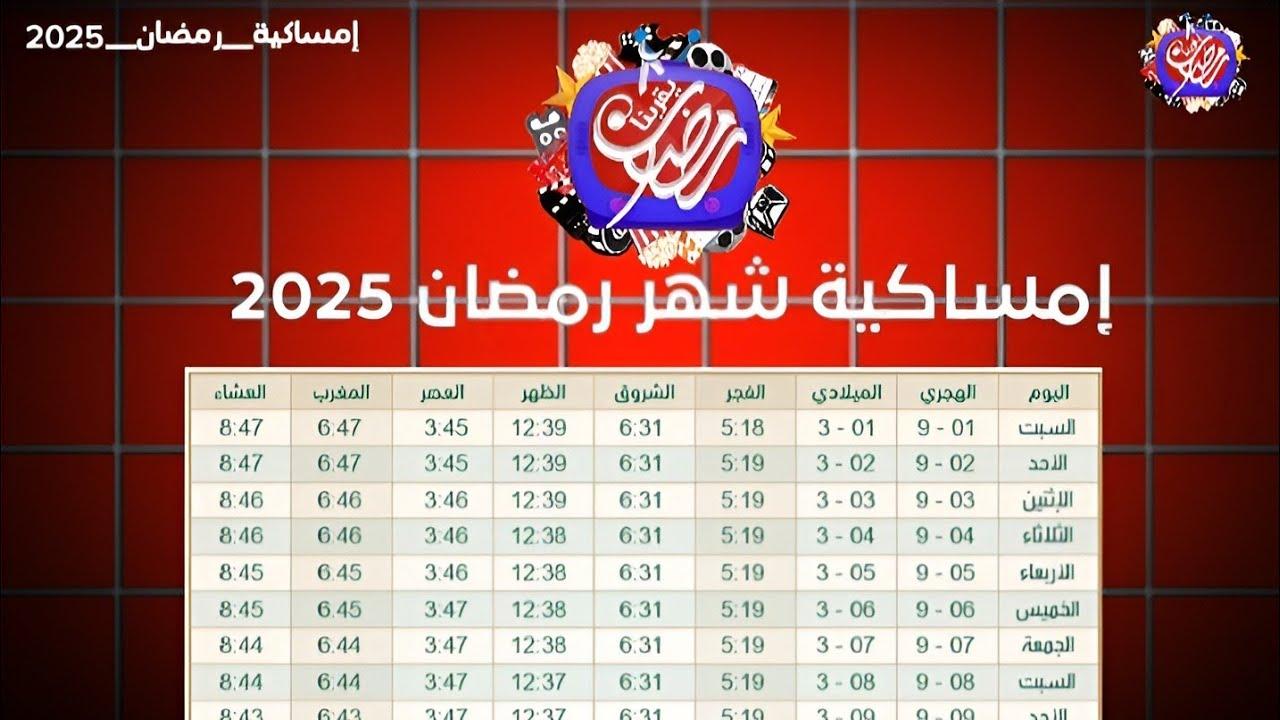 كل عام وأنتم بخير.. إمساكية رمضان 2025 ومواعيد السحور والإفطار