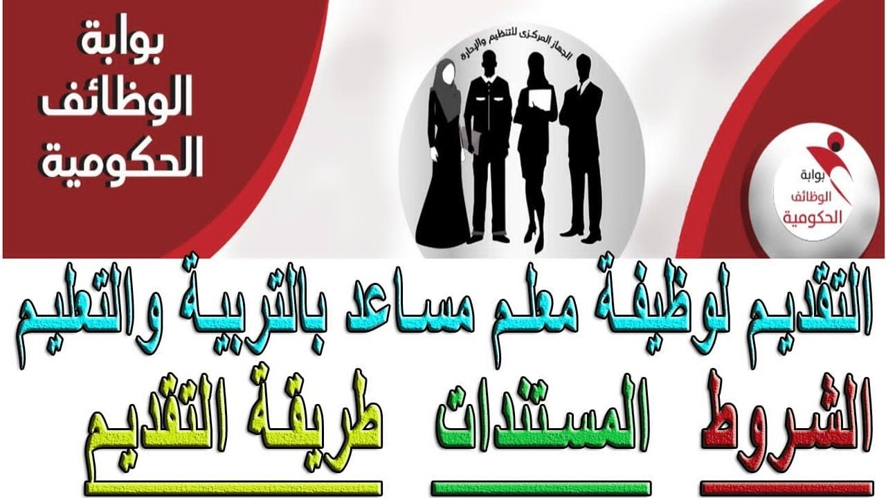 كيفية التسجيل في التقديم لوظيفة معلم مساعد لعام 2025 عبر بوابة الوظائف الحكومية jobs.caoa.gov.eg