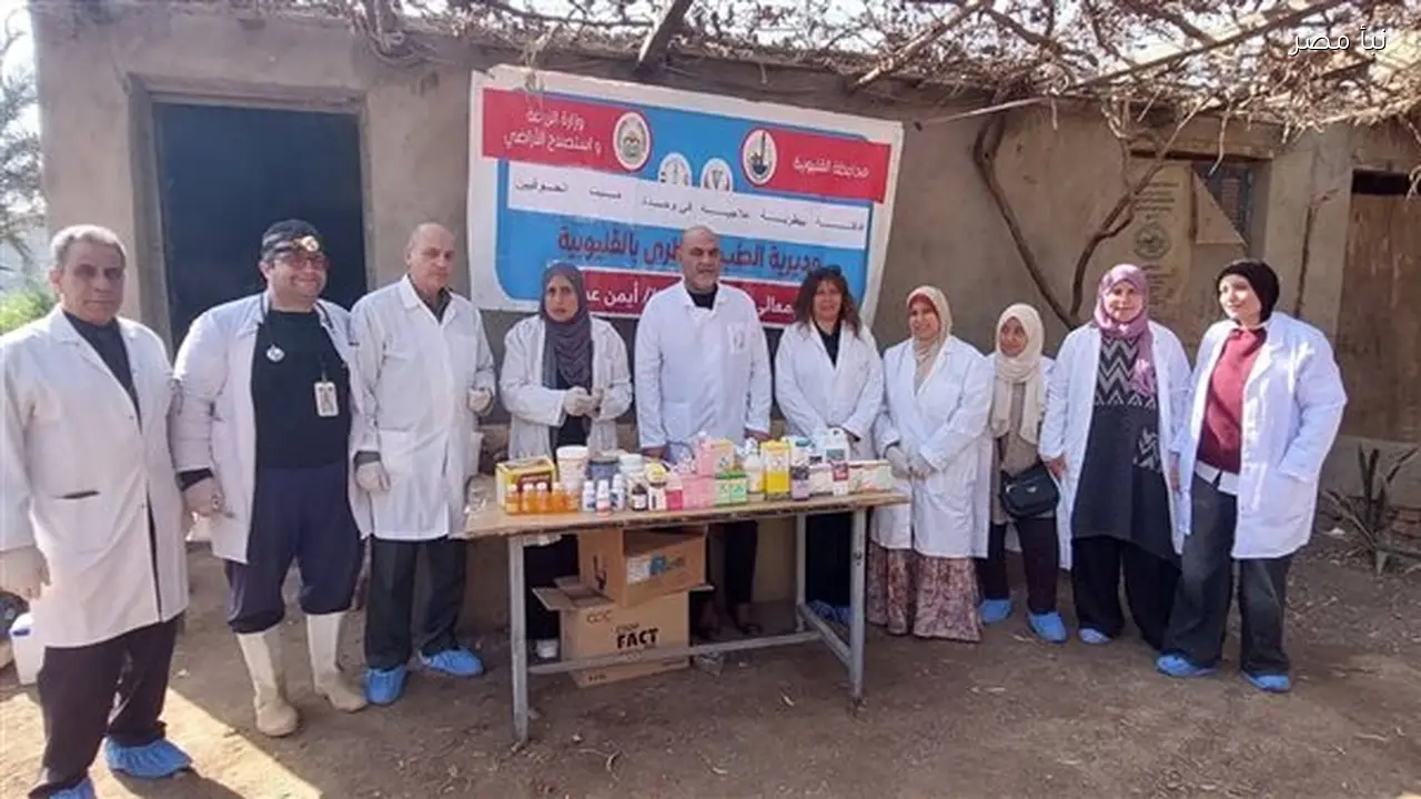 تنظيم قافلة بيطرية مجانية لخدمة أهالي قرية ميت الحوفين في القليوبية