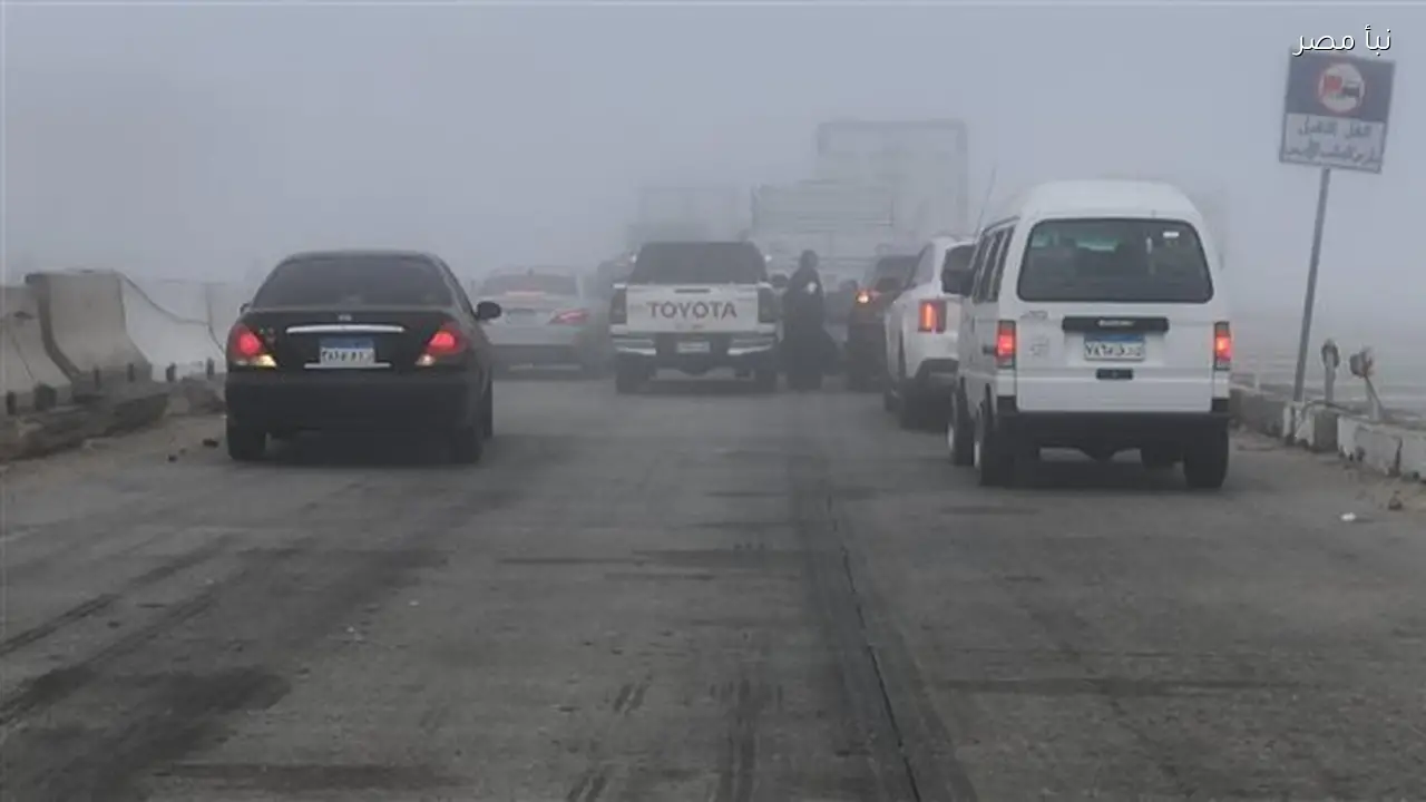 غلق كارتة الطريق الإقليمي بالمنوفية أمام حركة السيارات بسبب الشبورة