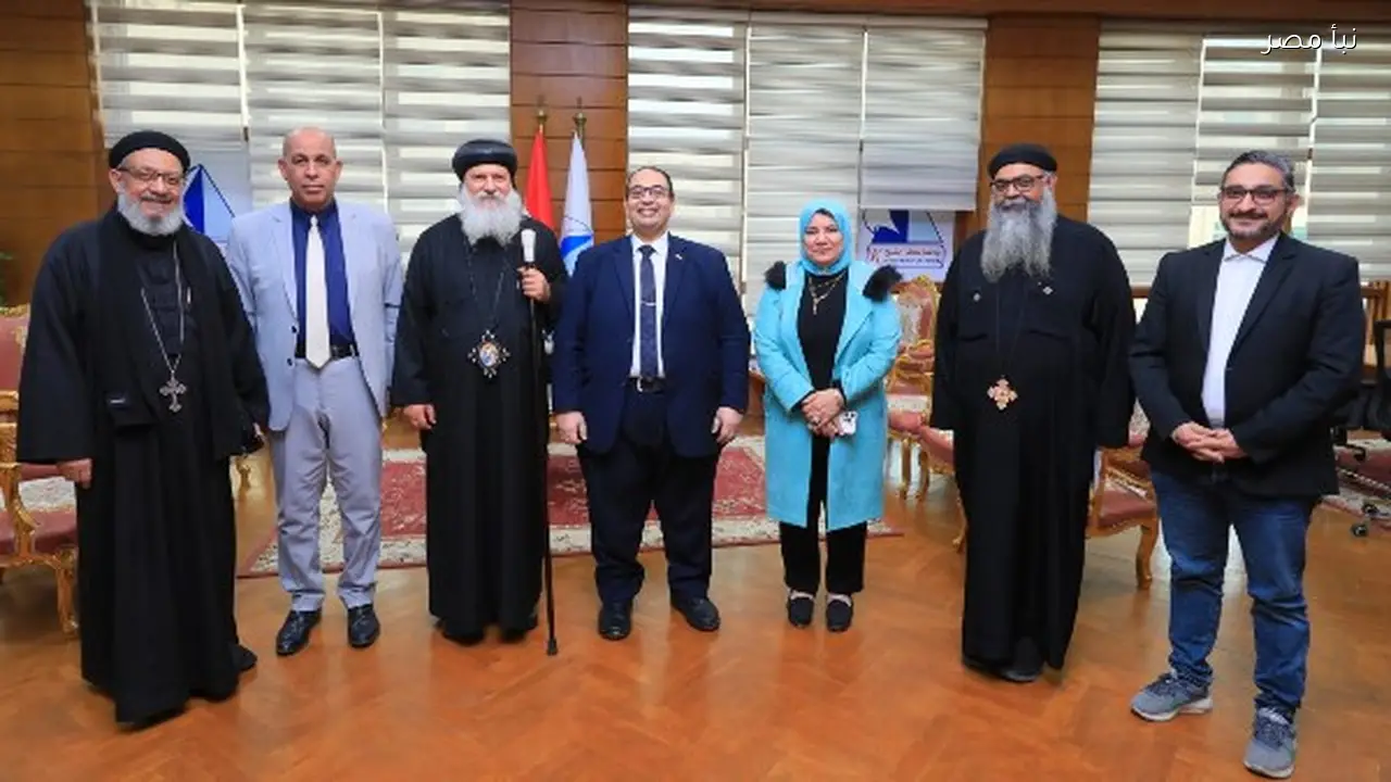 الأنبا ماركوس يقدم التهاني لرئيس جامعة كفر الشيخ بمناسبة شهر رمضان المبارك